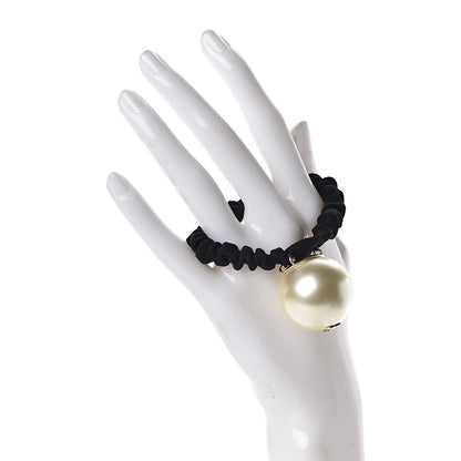 Chanel Pearl CC Hair Tie Black Gold Pearly White 2 of 4