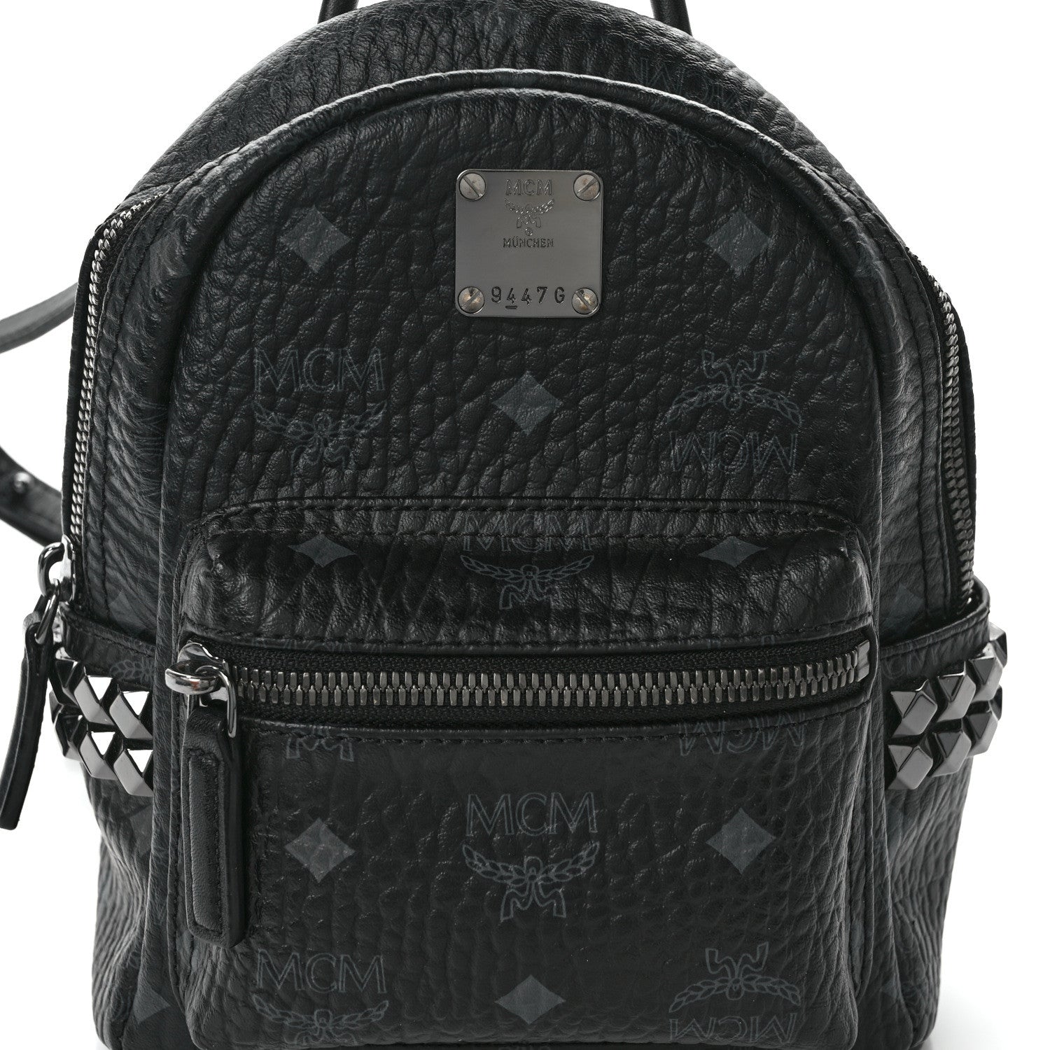 MCM Visetos Side Stud X-Mini Stark Bebe Boo Backpack Black 7 of 12
