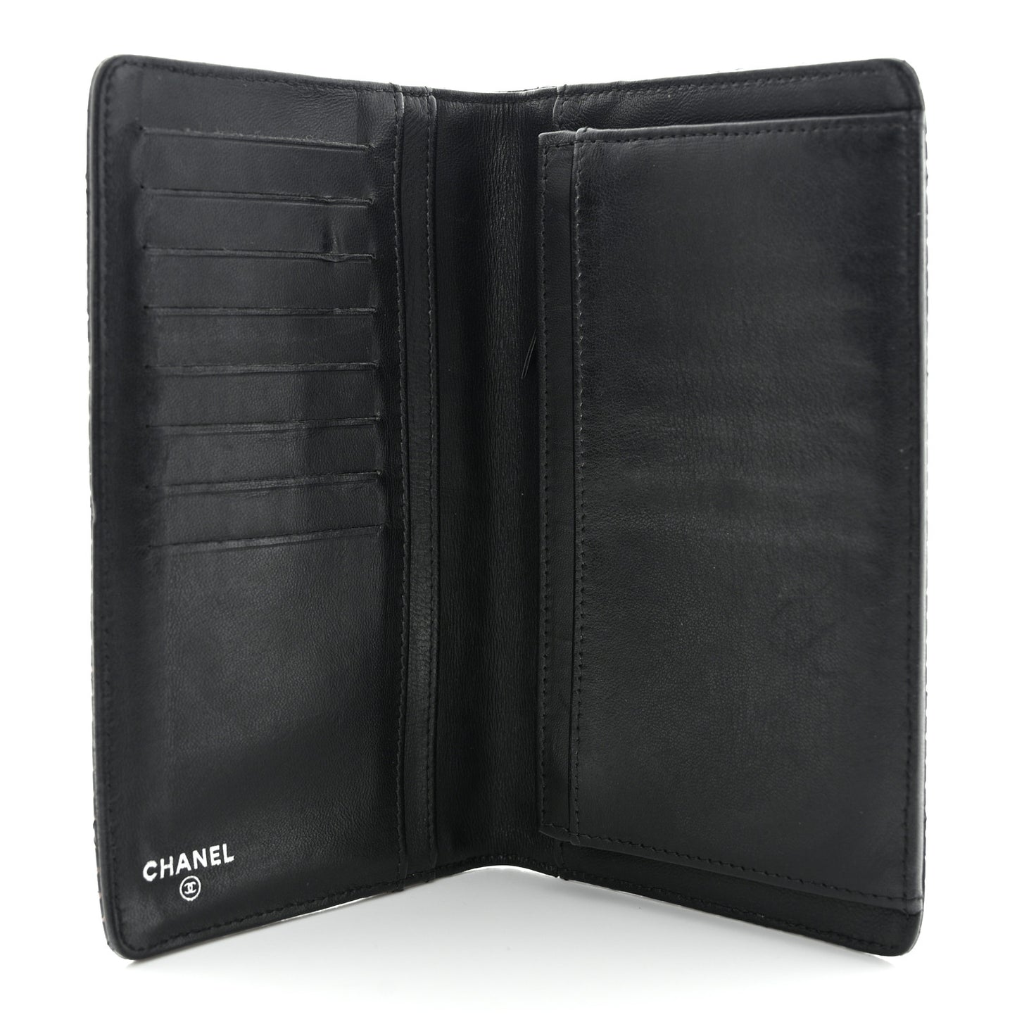 Lambskin Perforated Yen Wallet Black