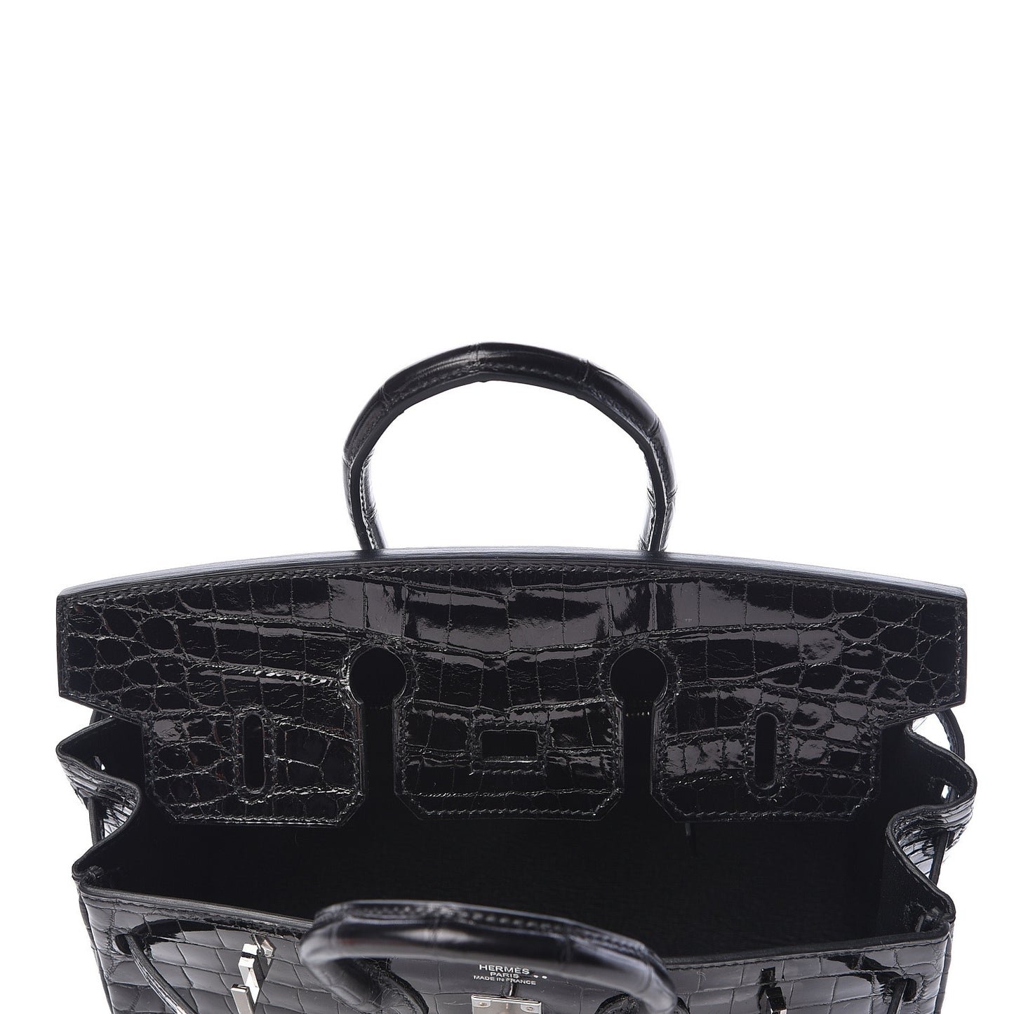 Shiny Niloticus Crocodile Birkin 25 Black