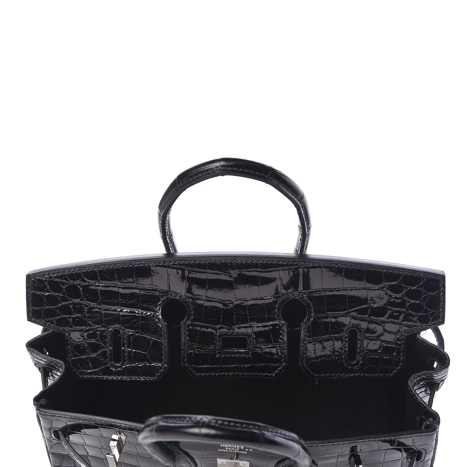 Hermes Shiny Niloticus Crocodile Birkin 25 Black 18 of 36