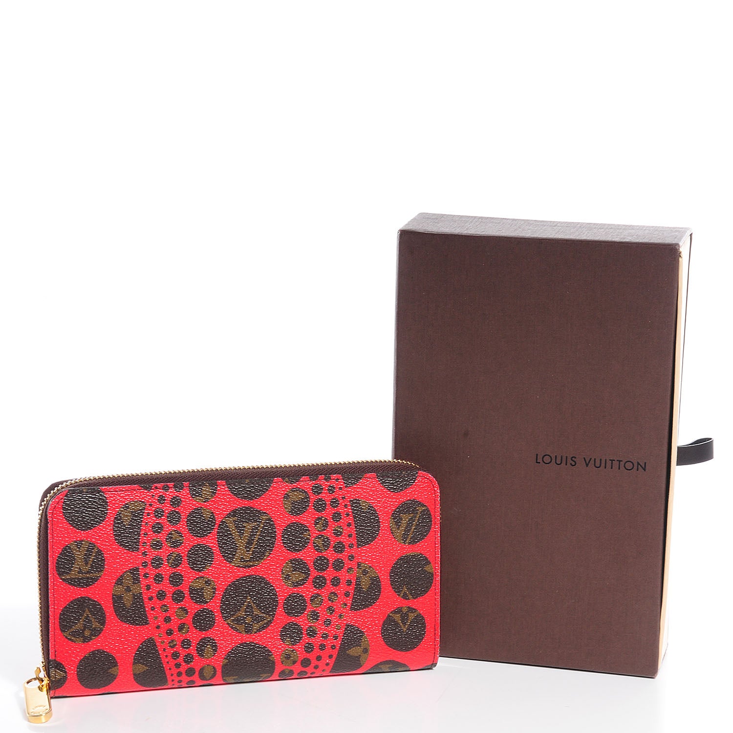 Louis Vuitton Monogram Kusama Pumpkin Dots Zippy Wallet Red 5 of 8