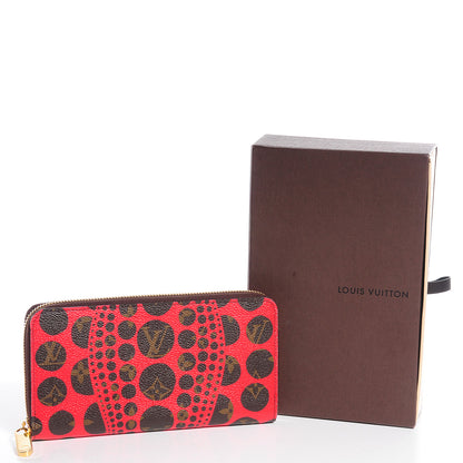 Louis Vuitton Monogram Kusama Pumpkin Dots Zippy Wallet Red 5 of 8
