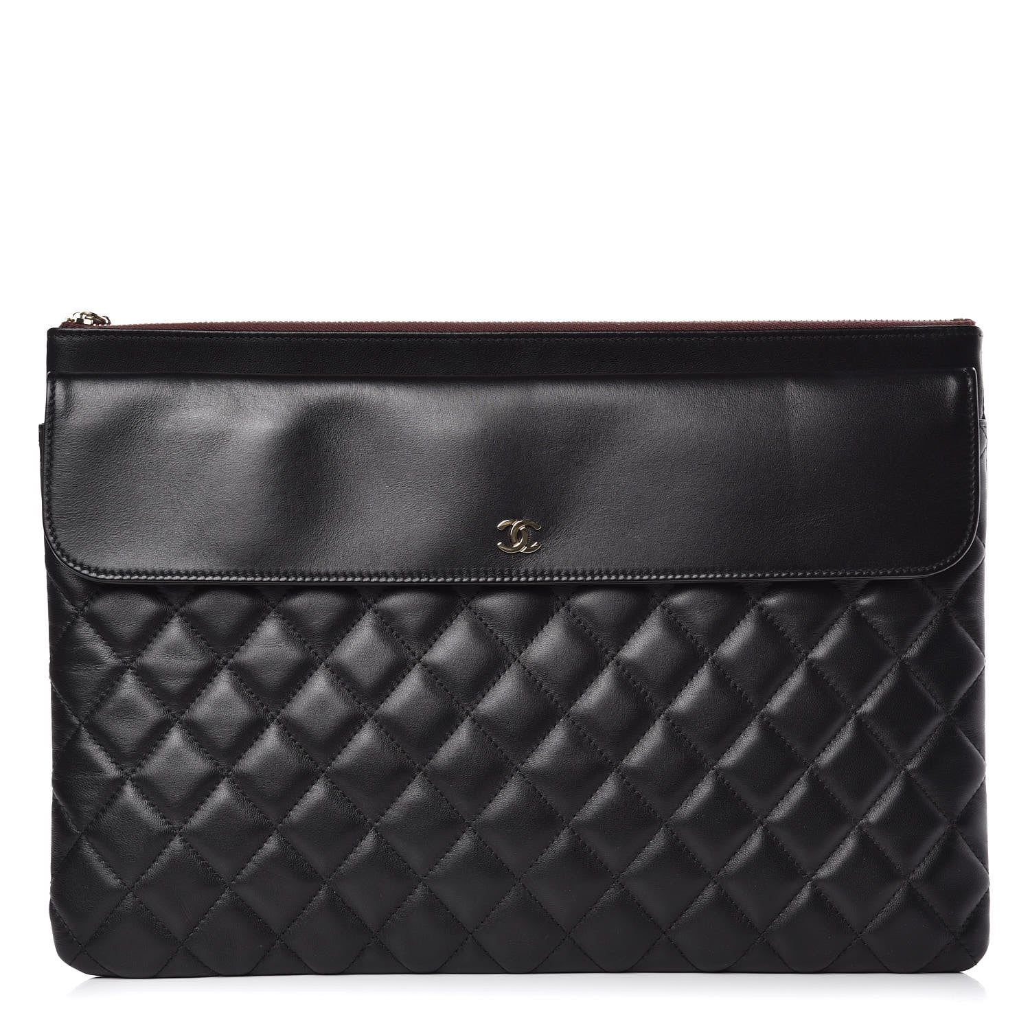 Chanel Lambskin Quilted Large Flap Cosmetic Case Black 1 of 7