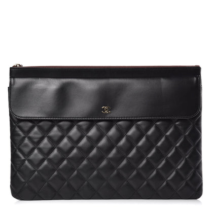 Chanel Lambskin Quilted Large Flap Cosmetic Case Black 1 of 7
