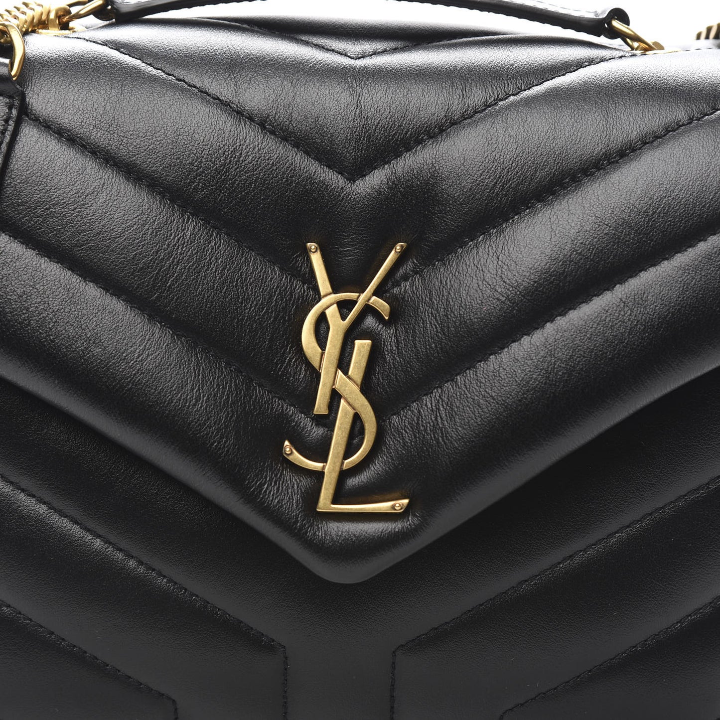 Calfskin Y Quilted Monogram Small Loulou Chain Satchel Black