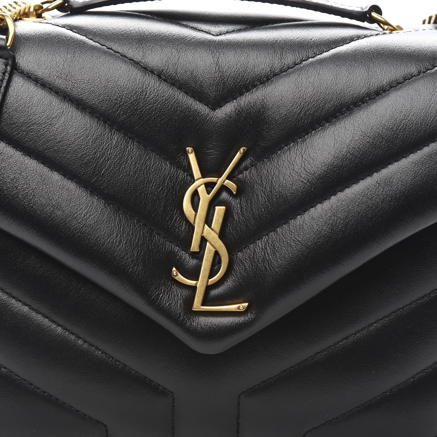 Saint Laurent Calfskin Y Quilted Monogram Small Loulou Chain Satchel Black 9 of 9