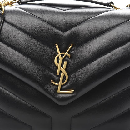 Saint Laurent Calfskin Y Quilted Monogram Small Loulou Chain Satchel Black 9 of 9