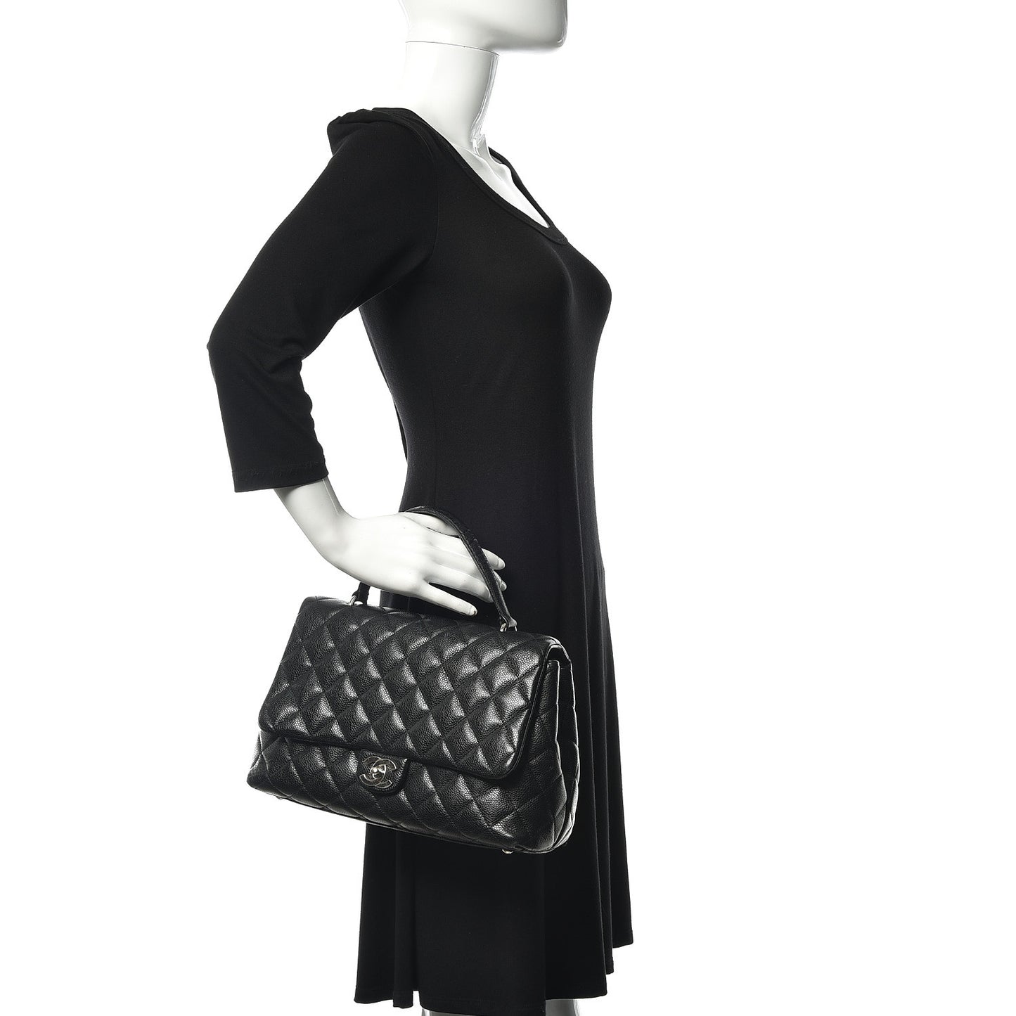 Caviar Quilted Jumbo Kelly Flap Black