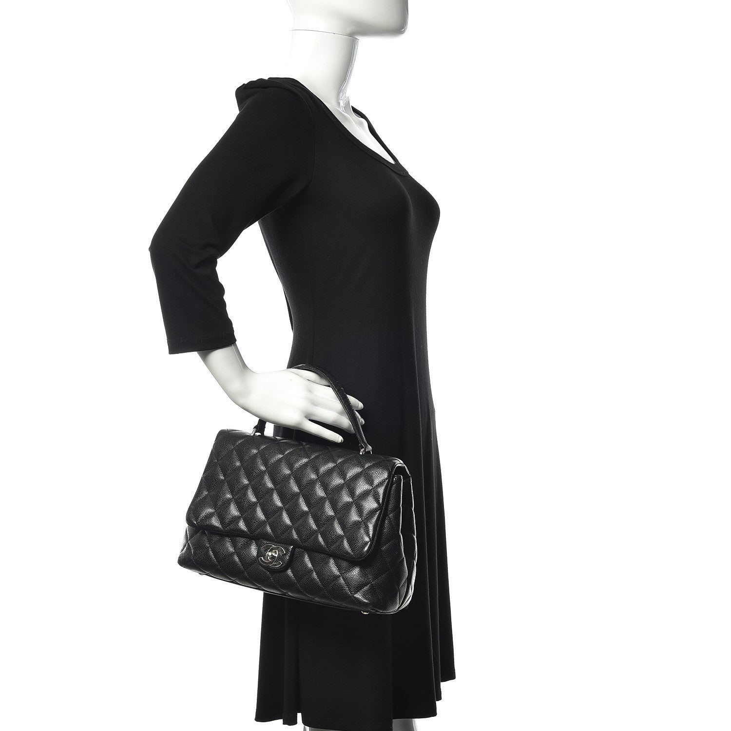 Chanel Caviar Quilted Jumbo Kelly Flap Black 2 of 16