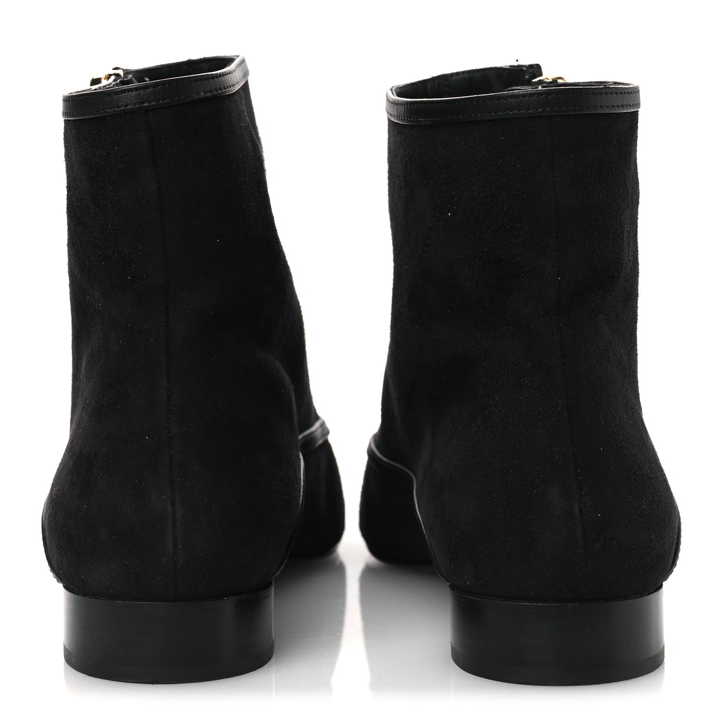Suede Lambskin Patent Calfskin CC Cap Toe Ankle Boots 40 Black