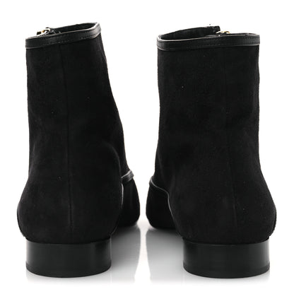 Chanel Suede Lambskin Patent Calfskin CC Cap Toe Ankle Boots 40 Black 6 of 12