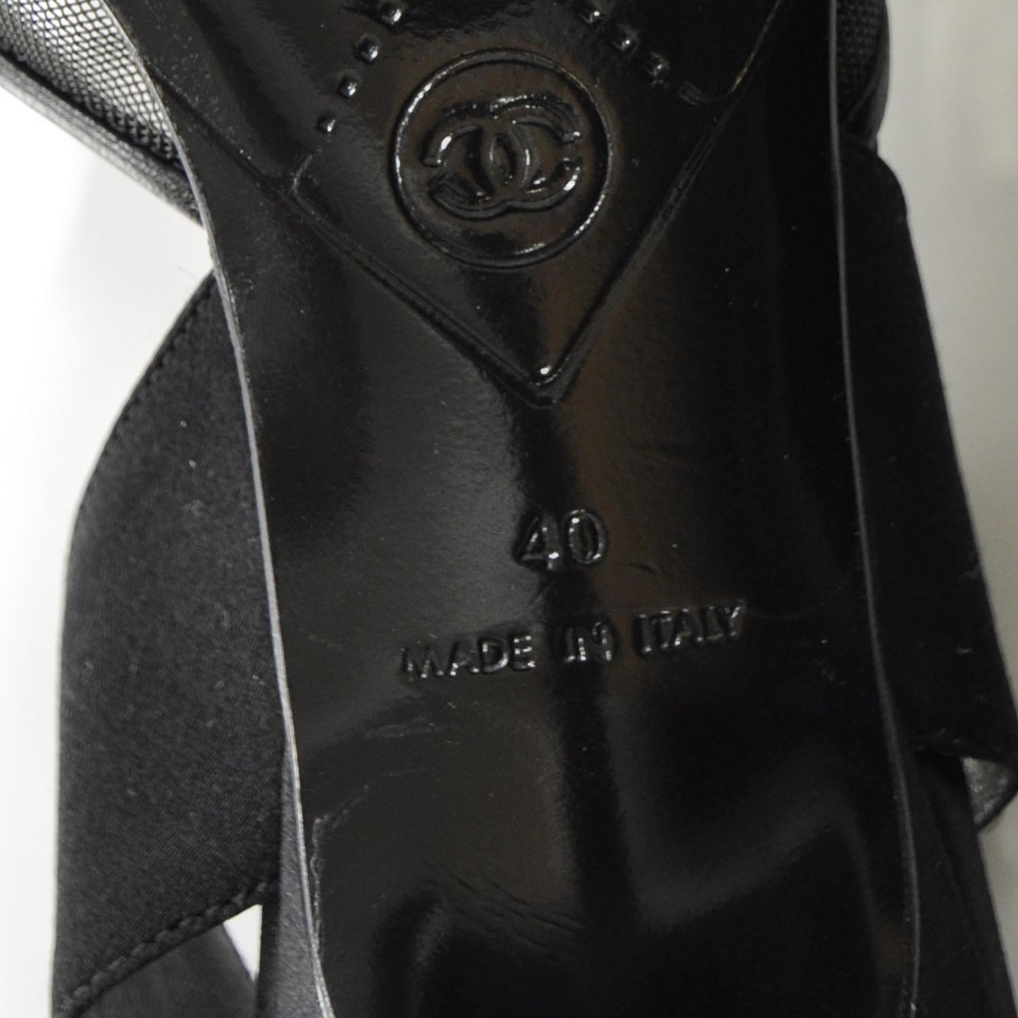 Satin and Mesh CC Heels 40 Black