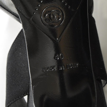Chanel Satin and Mesh CC Heels 40 Black 5 of 7