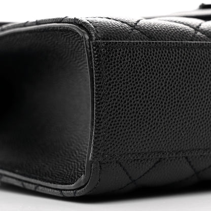 Saint Laurent Grain De Poudre Textured Mixed Matelasse Triquilt Medium Monogram Monochrome Satchel Black 9 of 10