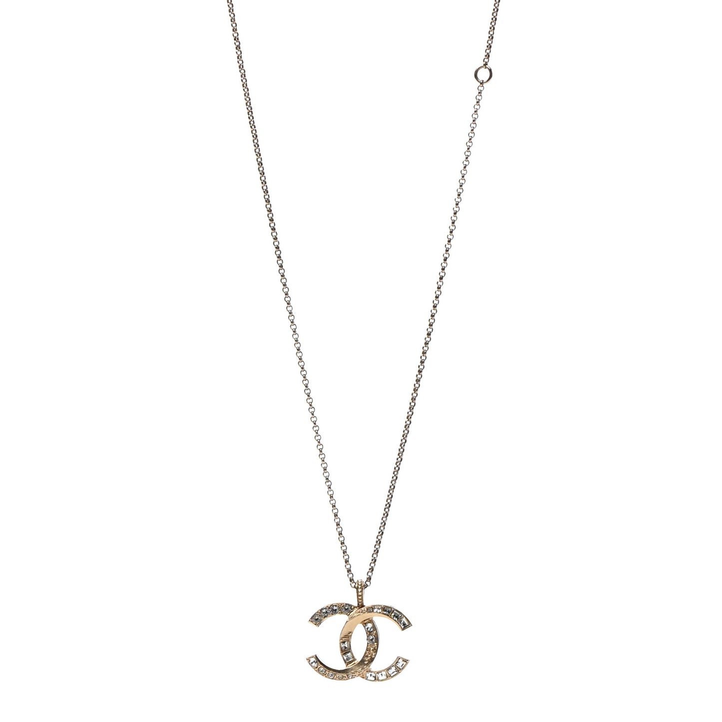 Crystal CC Pendant Necklace Gold