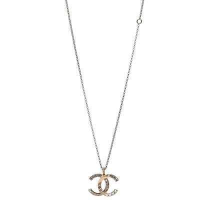 Chanel Crystal CC Pendant Necklace Gold 1 of 6