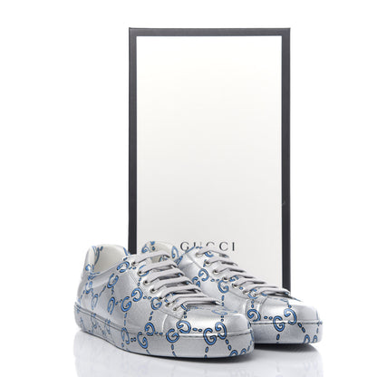 Gucci Miro Rubber Wax GucciGhost Print Mens New Ace Sneakers 9 Silver 11 of 12