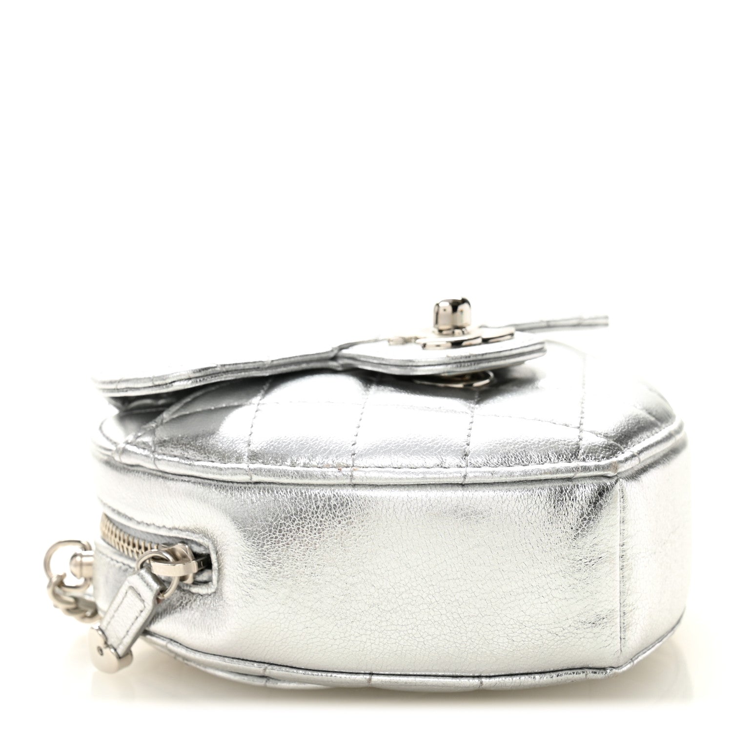 Chanel Metallic Lambskin Quilted CC In Love Heart Clutch With Chain Silver 4 of 10