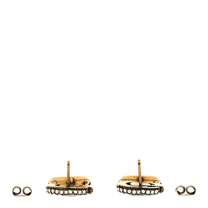 Gucci Metal Crystal Double G Drop Earrings Aged Gold 3 of 4