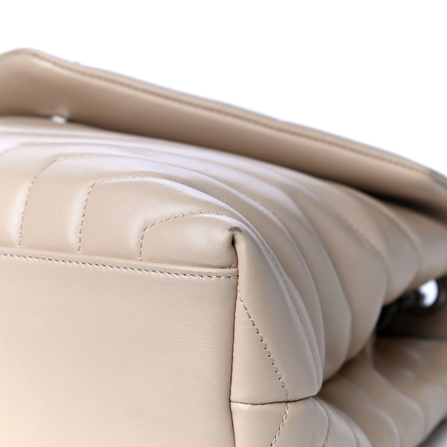 Calfskin Y Quilted Monogram Medium Loulou Chain Satchel Nude Powder
