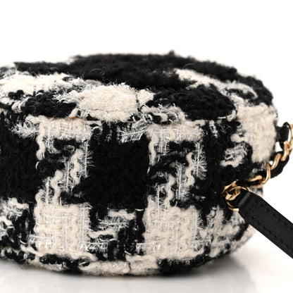 Chanel Tweed Shearling Round Clutch With Chain and Coin Purse Black and White 12 of 14