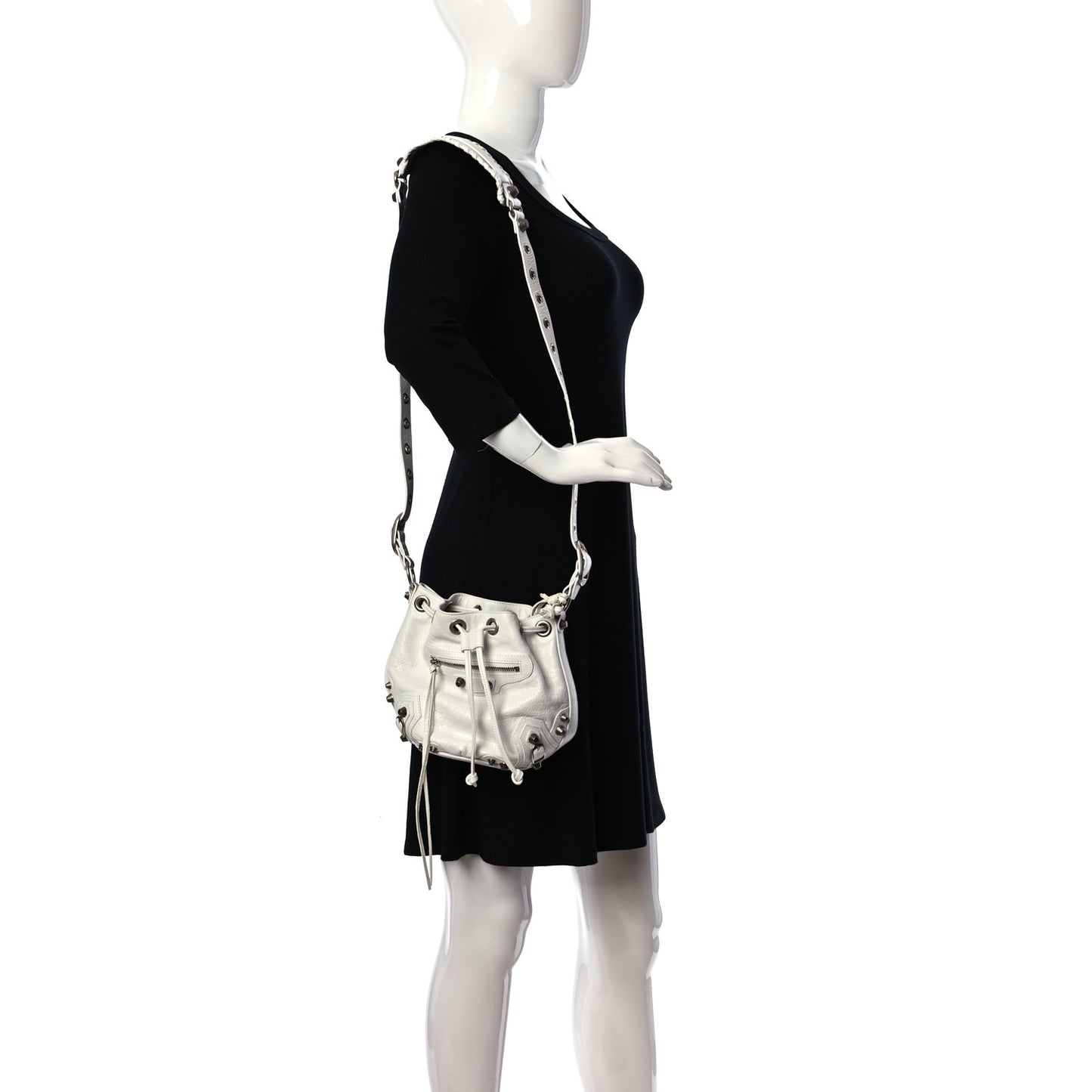 Agneau Arena Le Cagole Bucket Bag XS Optic White
