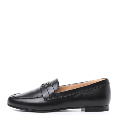 Chanel Lambskin CC Loafers 38 Black 1 of 11
