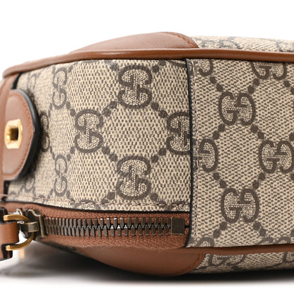 Gucci GG Supreme Monogram Textured Calfskin Emblem Mini Crossbody Beige Dark Brown 8 of 9