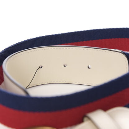 Gucci Nylon Calfskin Sylvie Web Double G 40mm Belt 85 34 Mystic White Hibiscus Red Maritime 5 of 5