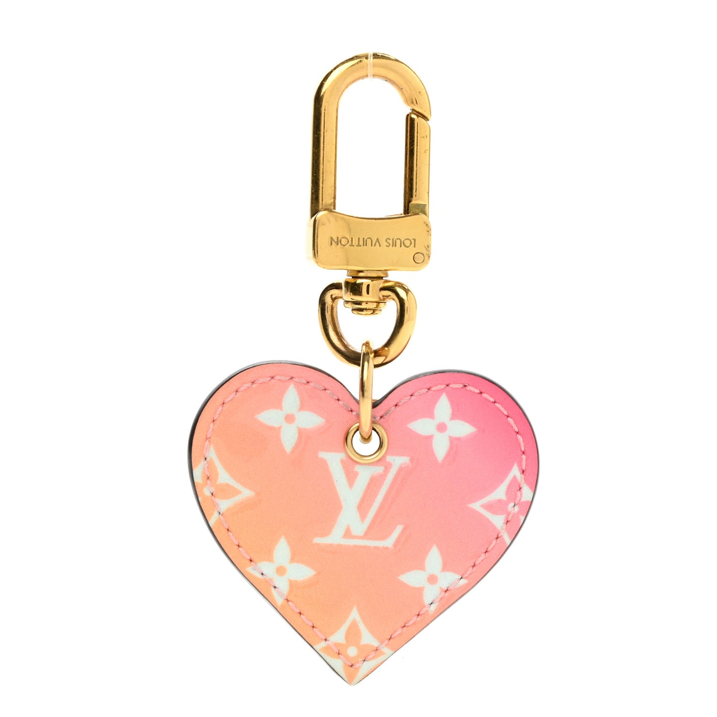 Vernis Degrade Love Lock Heart Key Holder Bag Charm Pink White