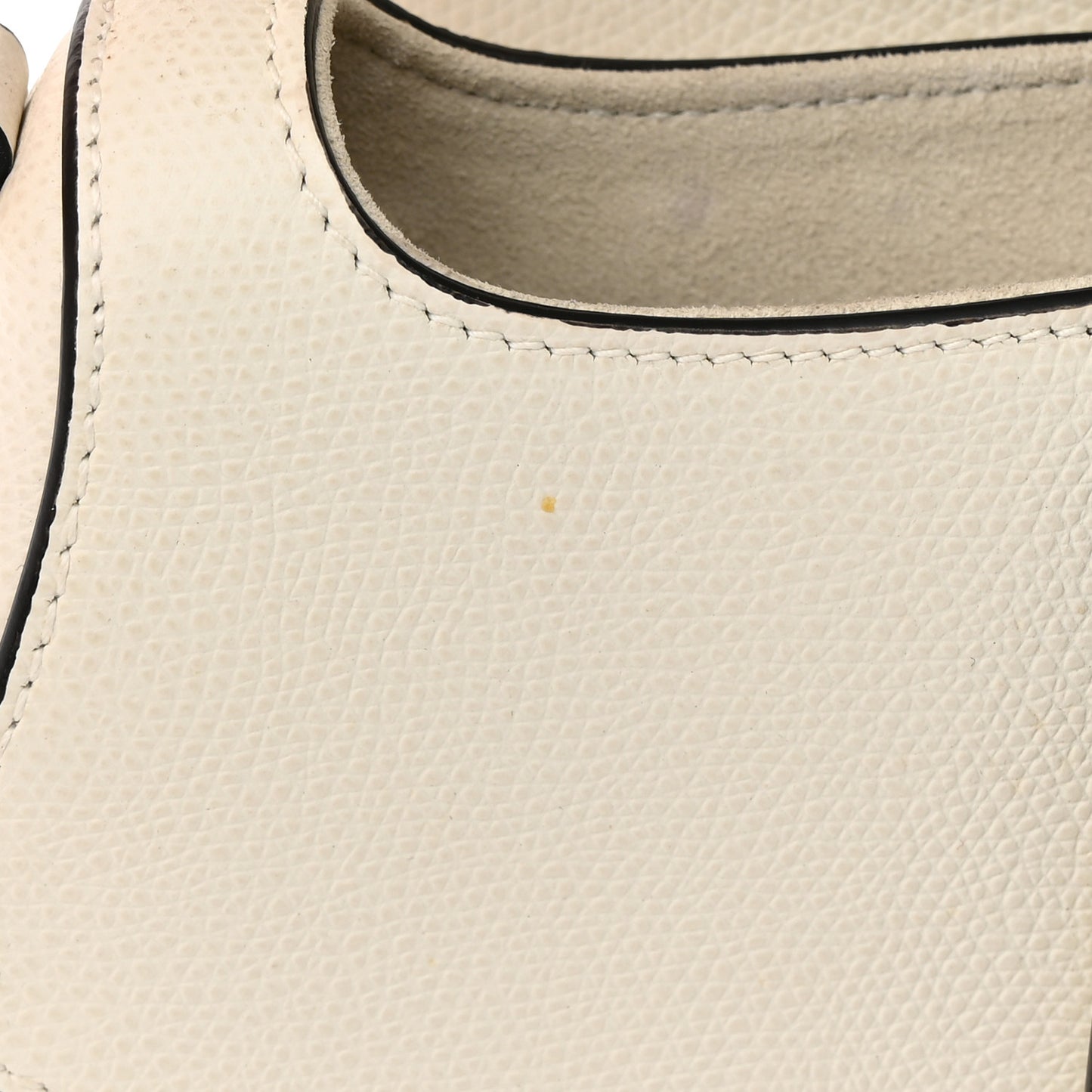 Grained Calfskin Mini Saddle Bag White