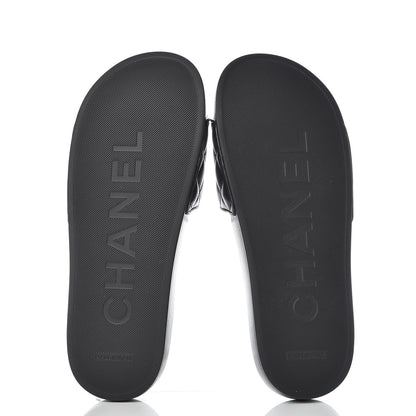Chanel Lambskin Quilted CC Mules Sandals 39 Black 5 of 9