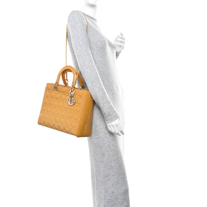 Christian Dior Patent Cannage Large Lady Dior Dark Beige 2 of 11