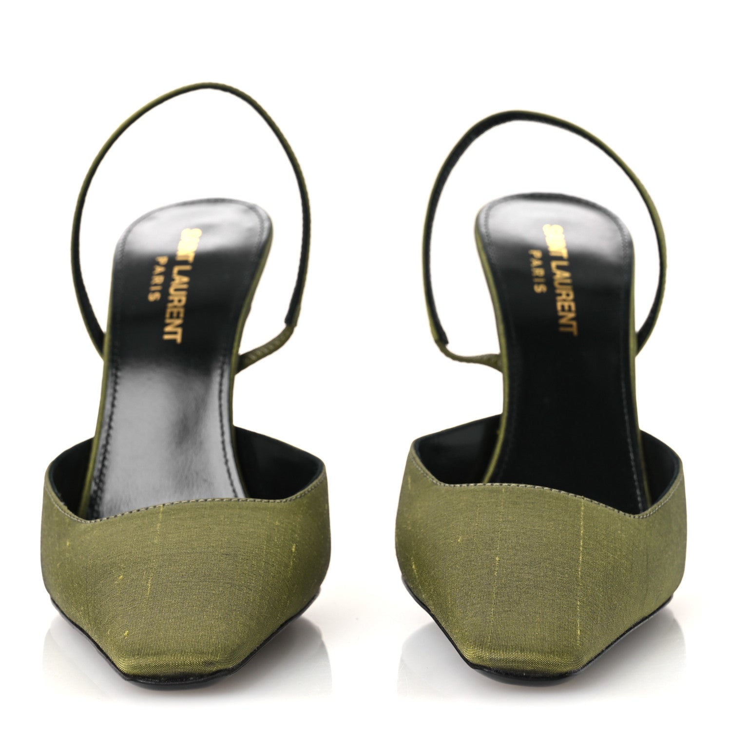 Saint Laurent Crepe De Chine Blade 105 Slingback Pumps 37.5 Lime 3 of 14