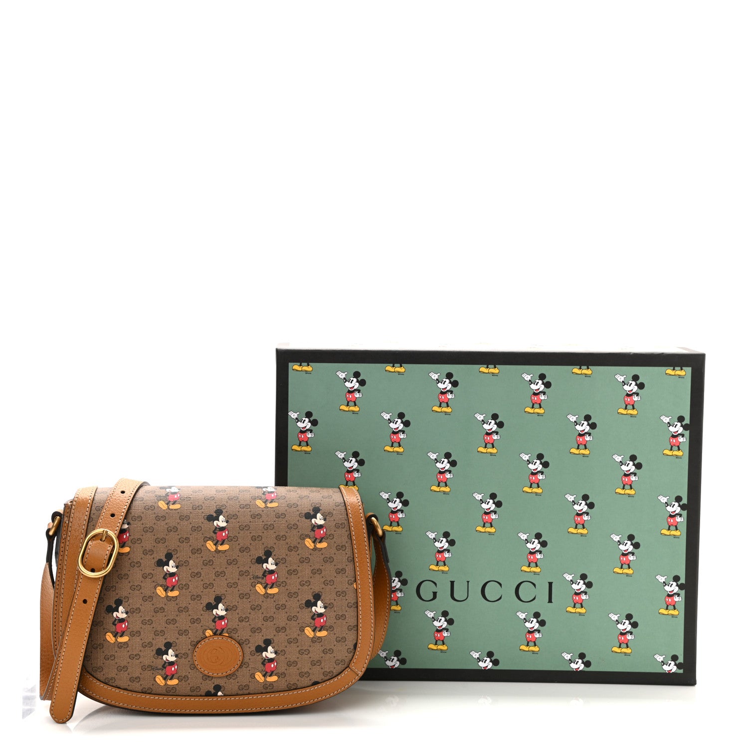 Gucci X DISNEY Mini Vintage GG Supreme Monogram Mickey Mouse Small Flap Messenger Bag Beige Vintage Sun Oil 11 of 11