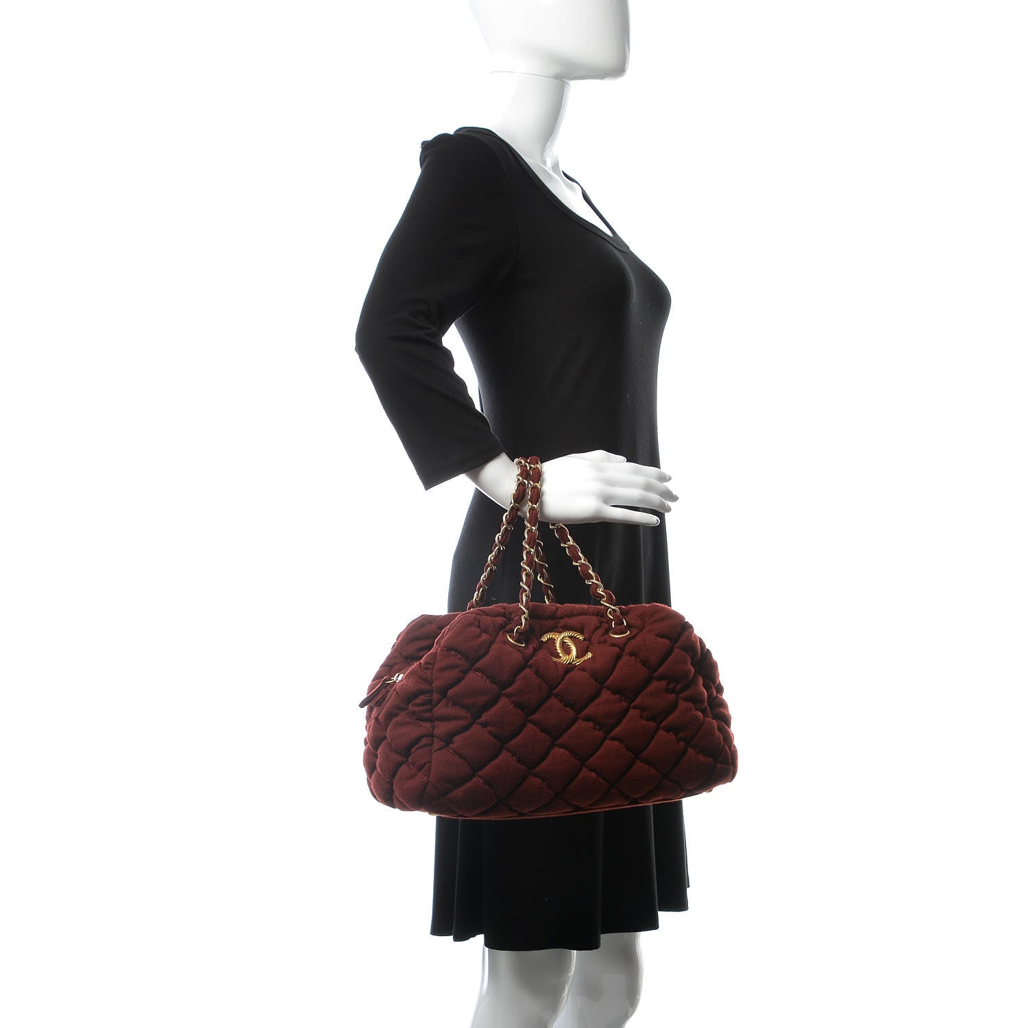 Chanel Jersey Bubble Quilt Bowler Bordeaux 2 of 10