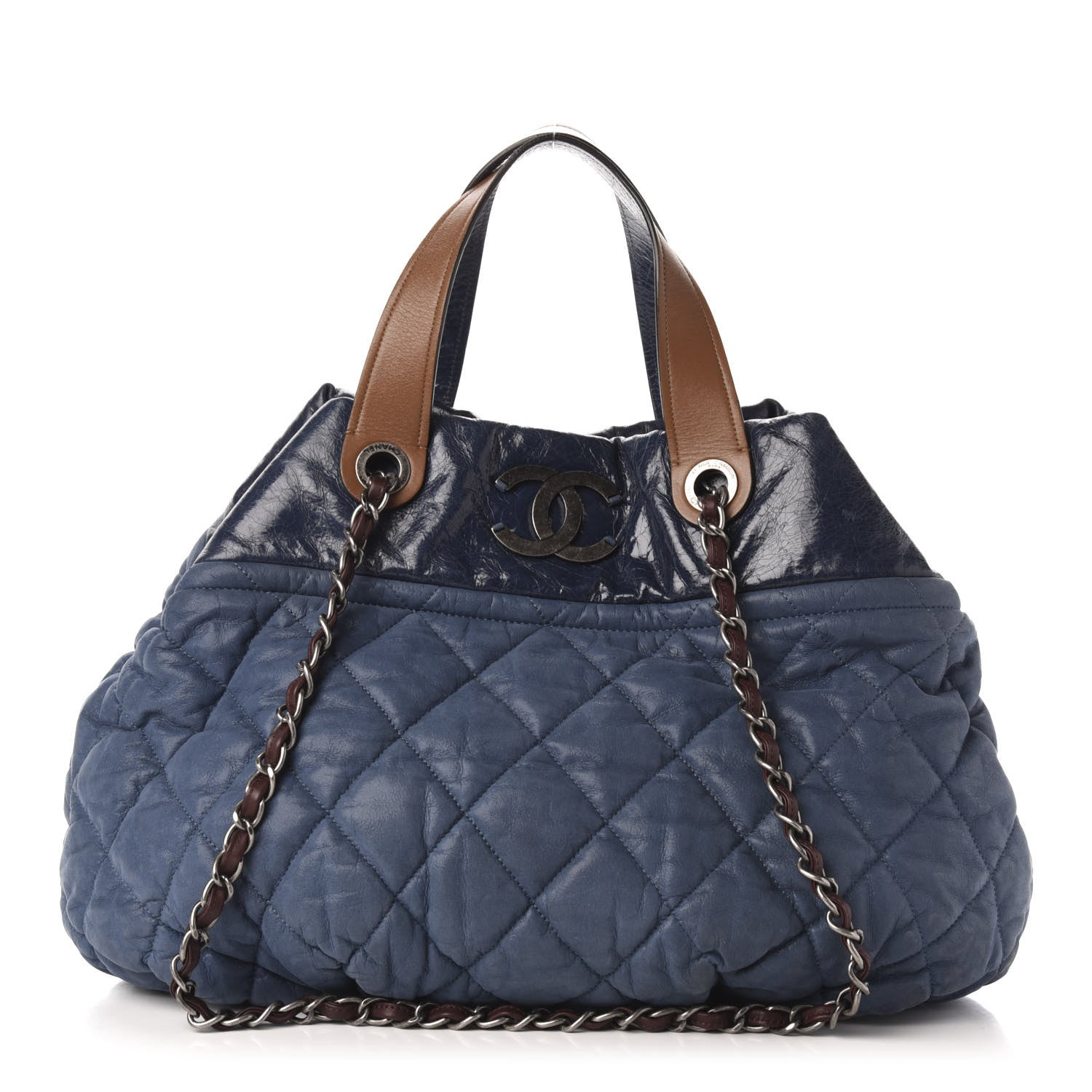 Chanel Iridescent Calfskin Quilted Large In The Mix Tote Navy 1 of 12