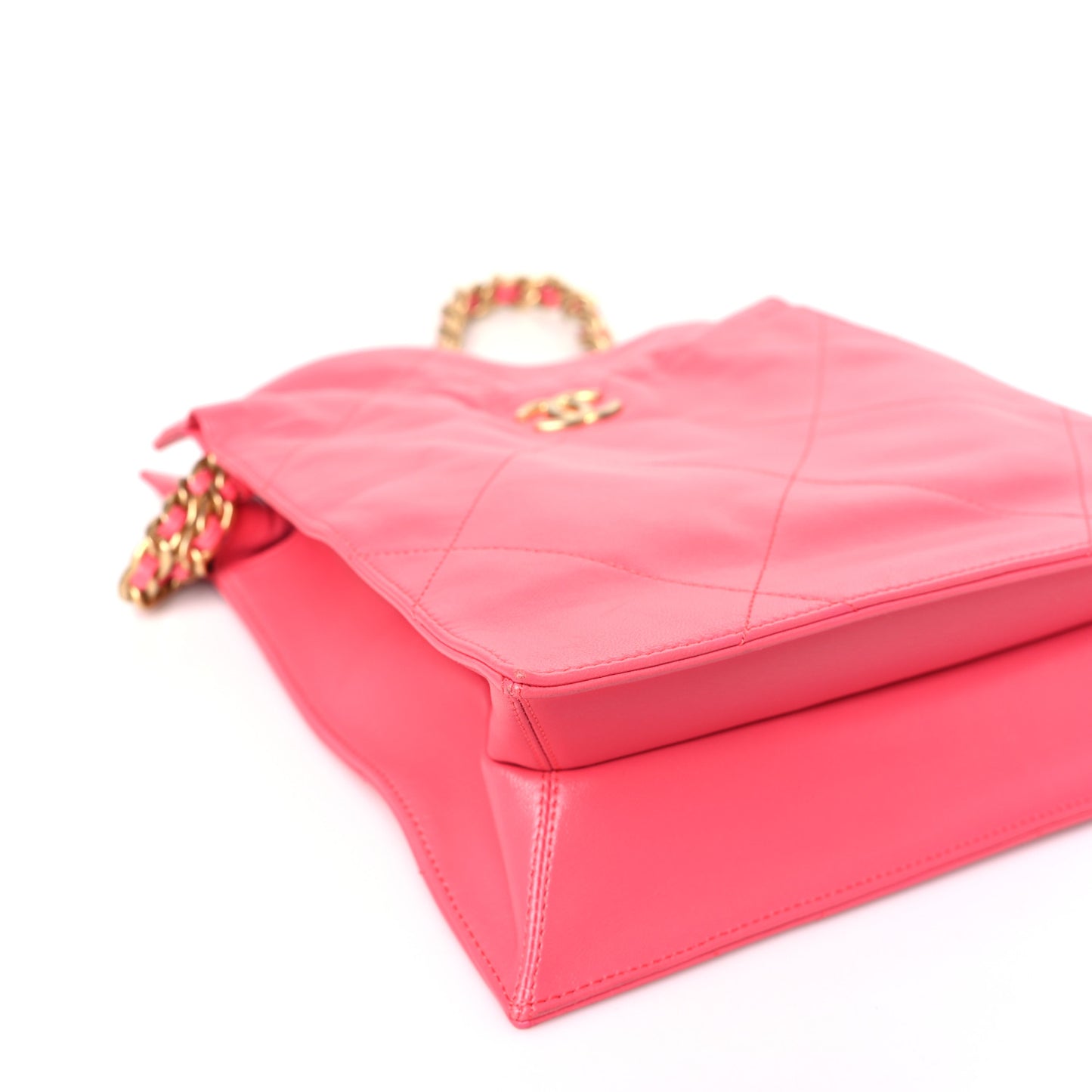 Calfskin Quilted Drawstring Bag Pink