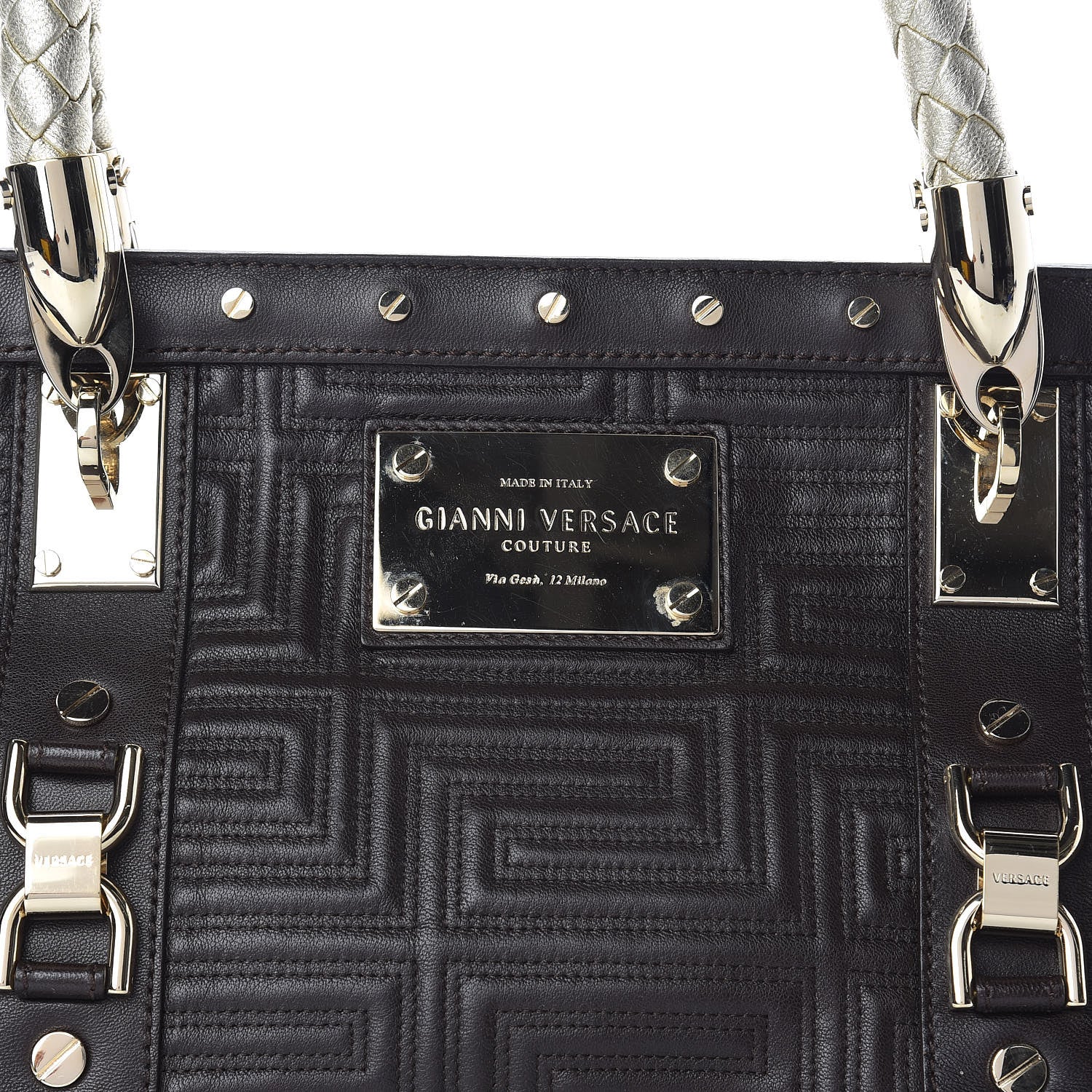 Versace Lambskin Couture Snap Out Of It Bag Brown Gold 9 of 18