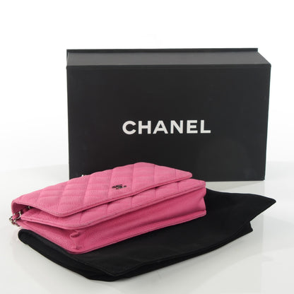 Chanel Iridescent Caviar Quilted Wallet on Chain WOC Pink 4 of 8