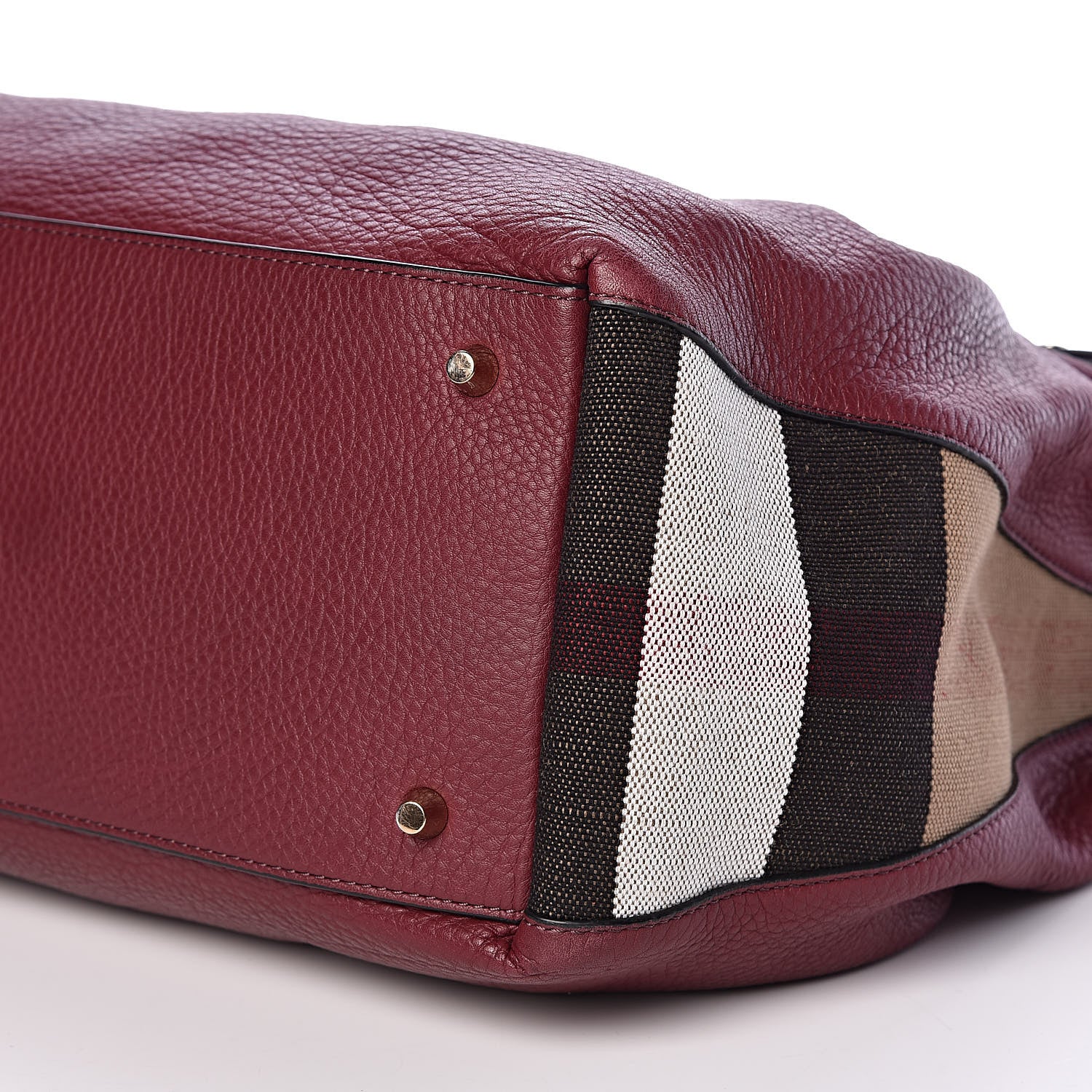 Burberry Grainy Calfskin House Check Medium Maidstone Burgundy Red 10 of 10