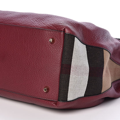 Burberry Grainy Calfskin House Check Medium Maidstone Burgundy Red 10 of 10