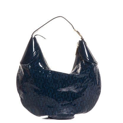Gucci Patent Calfskin Horsebit Embossed Glam Hobo Blue 1 of 7