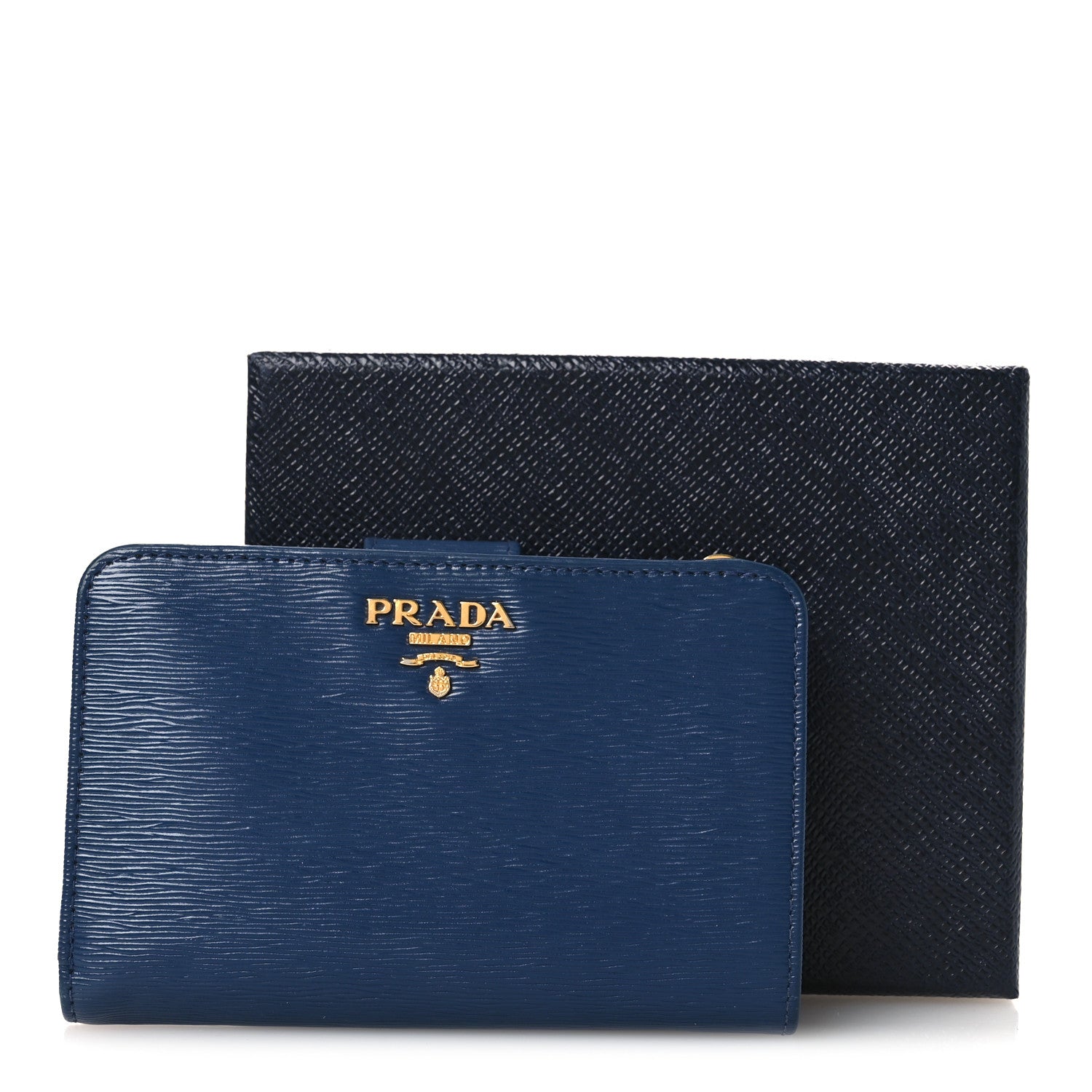 Prada Vitello Move Metal Compact Wallet Bluette 8 of 8