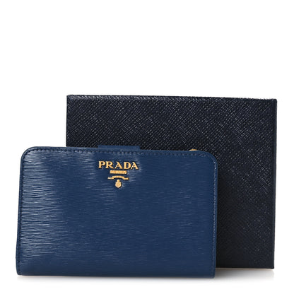 Prada Vitello Move Metal Compact Wallet Bluette 8 of 8