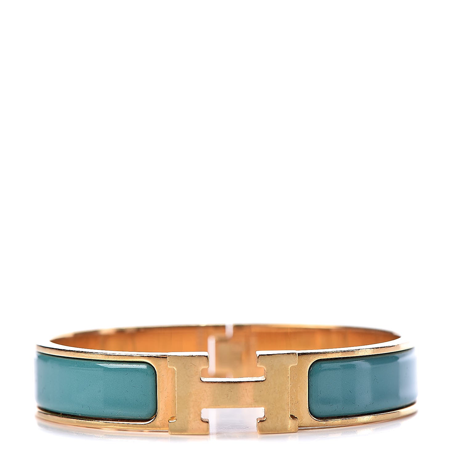 Hermes Enamel Narrow Clic Clac H Bracelet PM Vert Bleuete 1 of 5