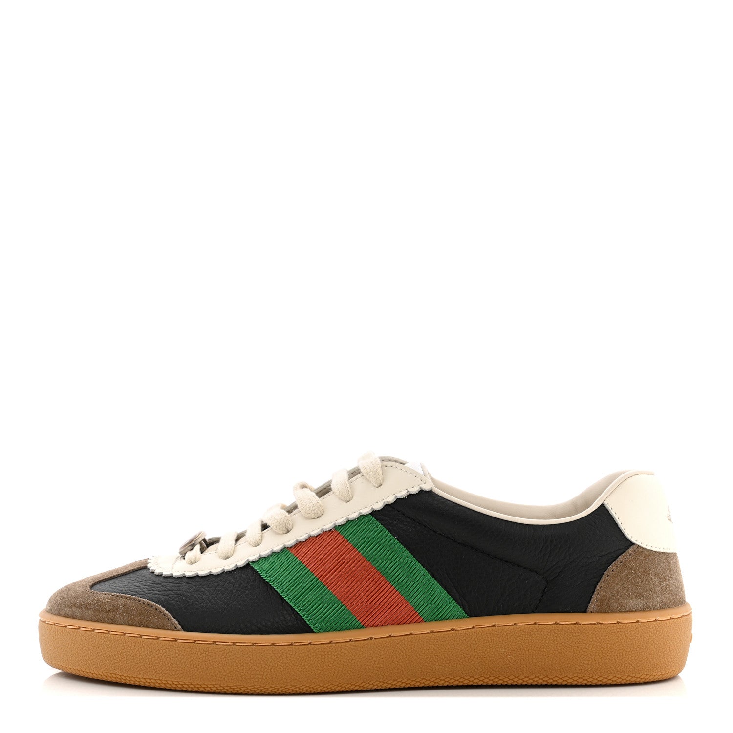 Gucci Calfskin Suede Web Mens G74 Sneakers 7 Ardesia Black New Mystic White 1 of 10