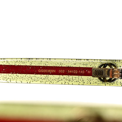 Gucci Acetate Square Frame Web Glitter Sunglasses GG0036S Black Green 5 of 8
