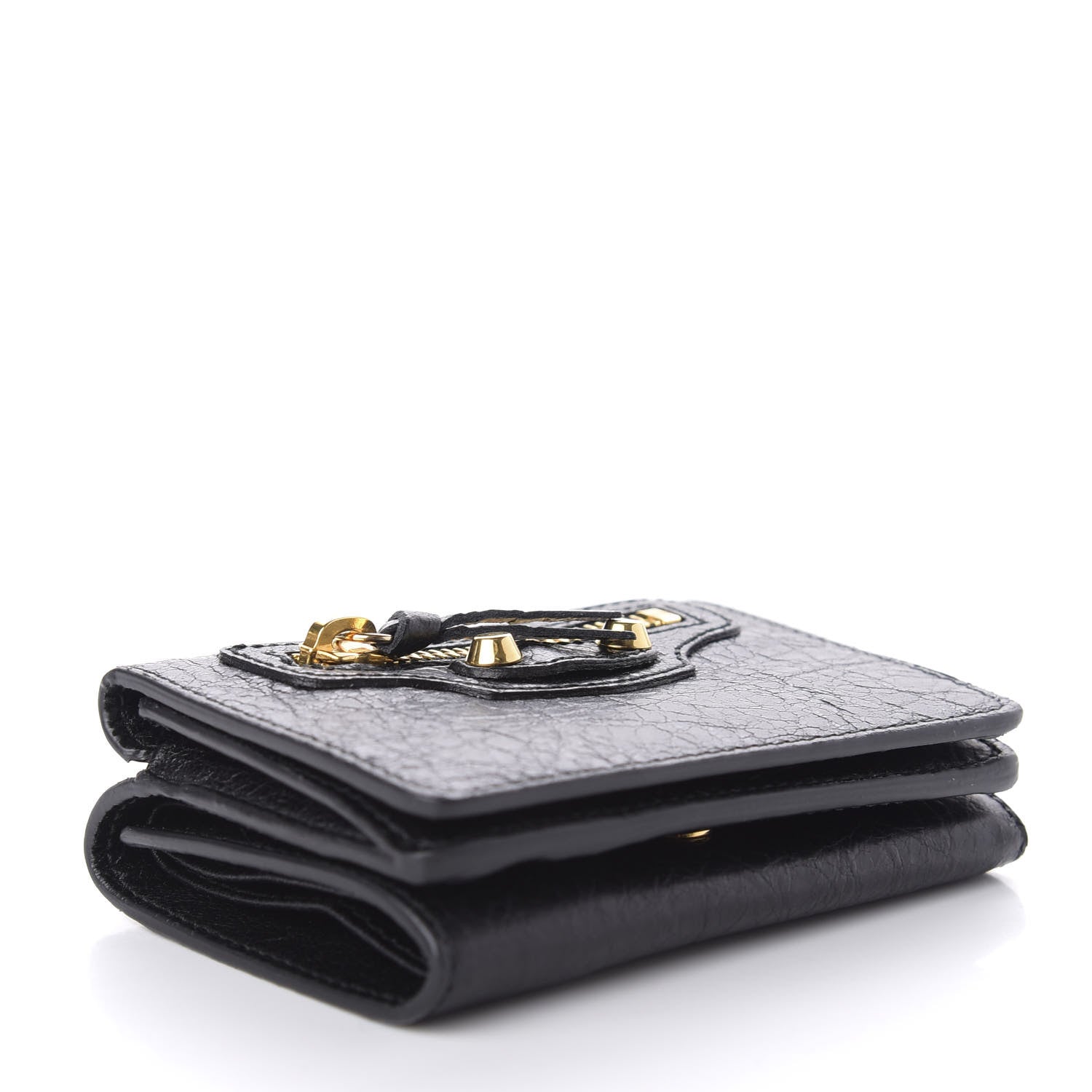 Balenciaga Agneau Gold City Mini Wallet Black 4 of 7